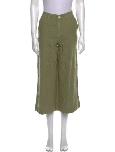 Pre-owned L'agence Linen Wide Leg Pants In Green