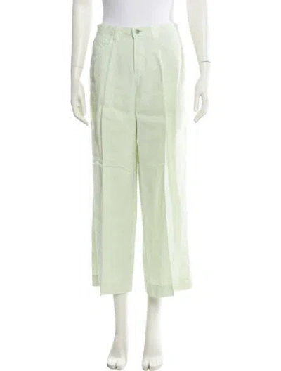 Pre-owned L'agence Linen Wide Leg Pants In Green