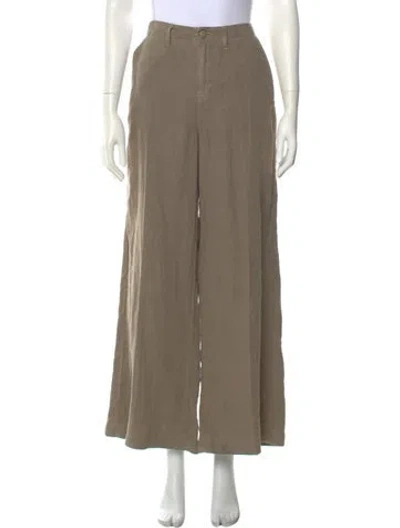 Pre-owned L'agence Linen Wide Leg Pants In Green