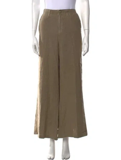 Pre-owned L'agence Linen Wide Leg Pants In Green