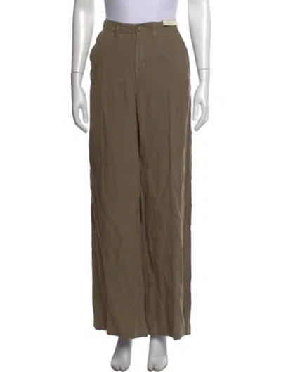 Pre-owned L'agence Linen Wide Leg Pants In Green