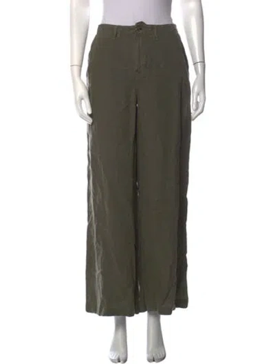 Pre-owned L'agence Linen Wide Leg Pants In Green