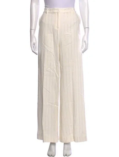 Pre-owned L'agence Linen Wide Leg Pants In Metallic/neutrals