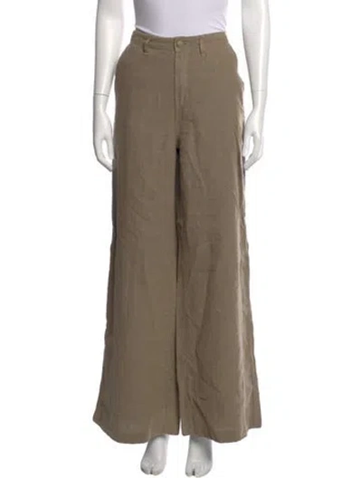 Pre-owned L'agence Linen Wide Leg Pants In Neutral