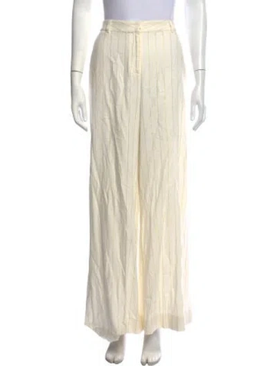 Pre-owned L'agence Linen Wide Leg Pants In Neutrals
