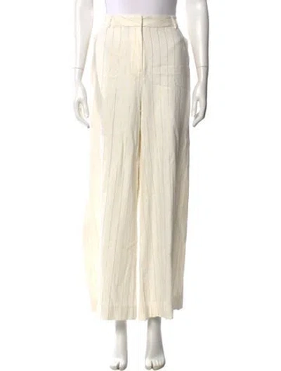 Pre-owned L'agence Linen Wide Leg Pants In White