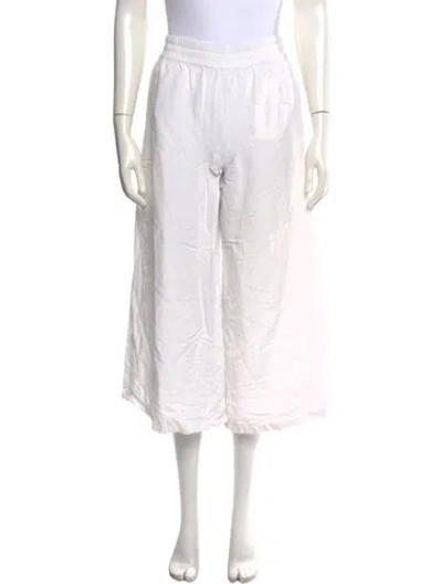 Pre-owned L'agence Linen Wide Leg Pants In White