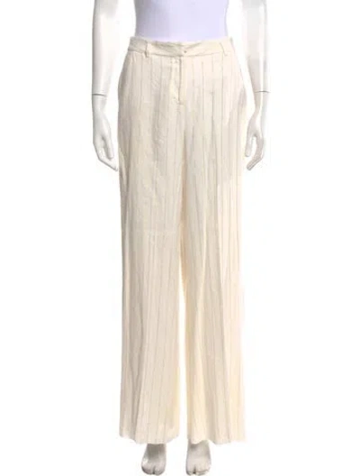 Pre-owned L'agence Linen Wide Leg Pants In White