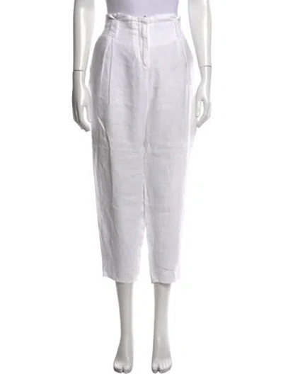 Pre-owned L'agence Linen Wide Leg Pants In White