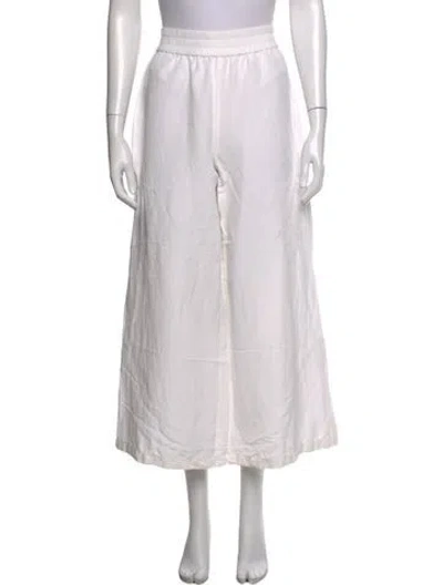 Pre-owned L'agence Linen Wide Leg Pants In White