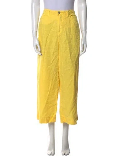 Pre-owned L'agence Linen Wide Leg Pants In Yellow