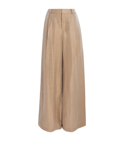 L'agence Linen-blend Allanah Trousers In Brown