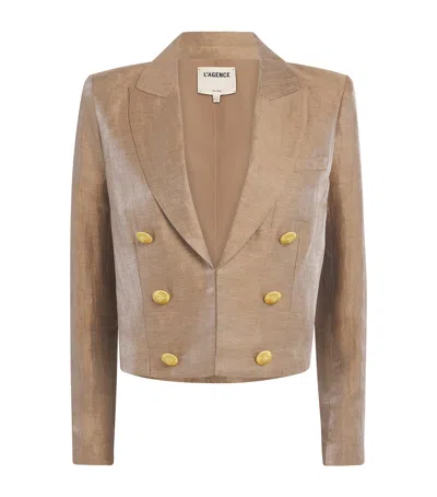L'agence Linen-blend Inez Blazer In Brown