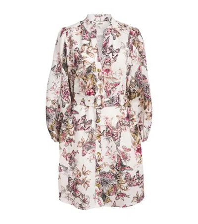 L'agence Linen-blend Printed Kiersten Mini Dress In White