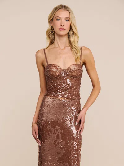 L'agence Lior Sequin Top In Brown