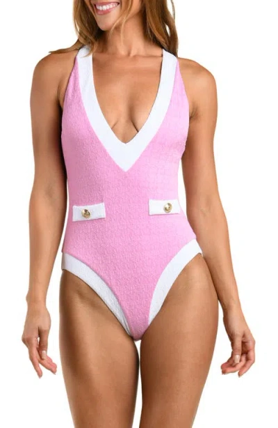 L'agence Lisa Colorblock Plunge One-piece Swimsuit In Pink
