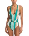 L'agence Lisa Striped Belted Swimsuit In Multi