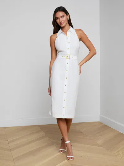 L'agence Lisette Midi Dress In White