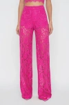 L'agence Livvy High Waist Lace Straight Leg Pants In Pink