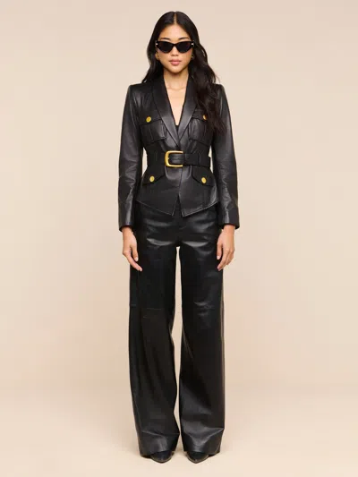 L'agence Livvy Leather Trouser In Black
