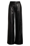 L'agence Livvy Straight Leg Lambskin Leather Trousers In Black