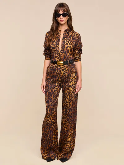 L'agence Livvy Trouser In Tan Multi Javan Leopard