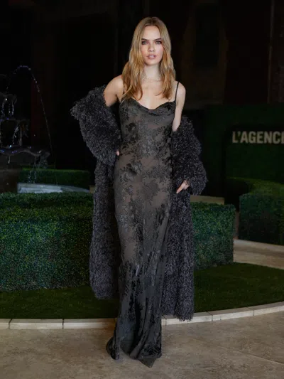 L'agence Lizbeth Faux Fur Jacket In Blue