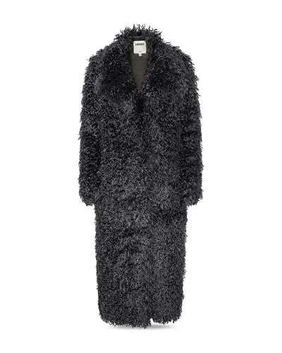 L'agence Lizbeth Long Faux Fur Jacket In Black