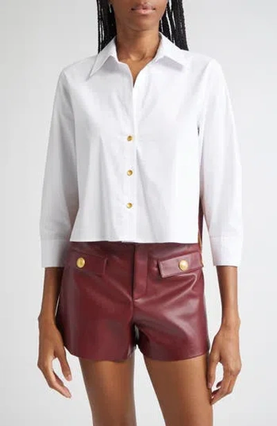L'agence Logo Graphic Woven Shirt In White/multi  Voyage