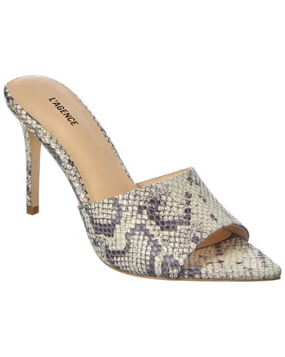 L'agence Lolita Leather Heeled Mule In Beige