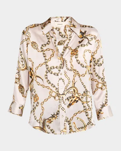 L'agence Long Horn Chain Dani Silk Blouse In Multi