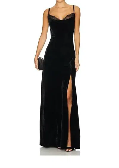 L'agence Long Lace Gown In Black