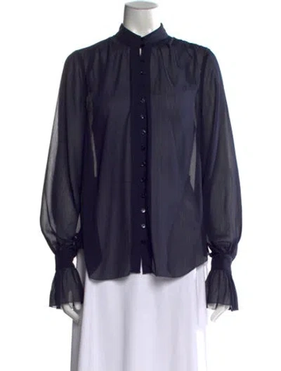 Pre-owned L'agence Long Sleeve Blouse In Blue