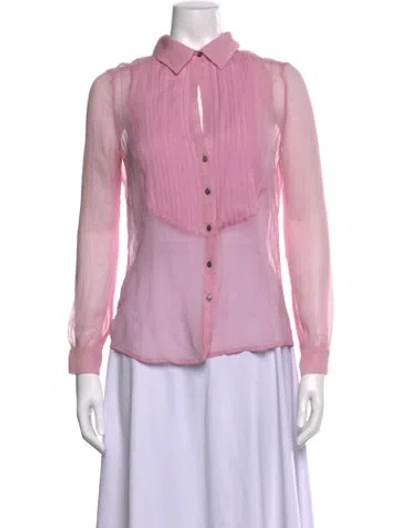 Pre-owned L'agence Long Sleeve Blouse In Pink
