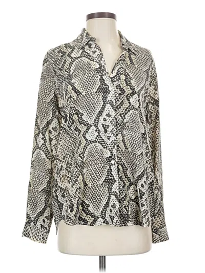 Pre-owned L'agence Long Sleeve Blouse In Silver