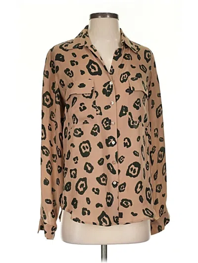 Pre-owned L'agence Long Sleeve Blouse In Tan