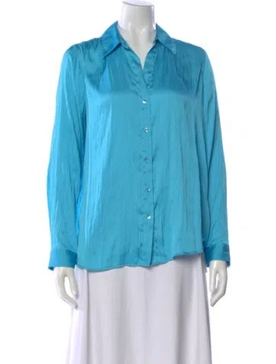 Pre-owned L'agence Long Sleeve Blouse W/ Tags In Blue
