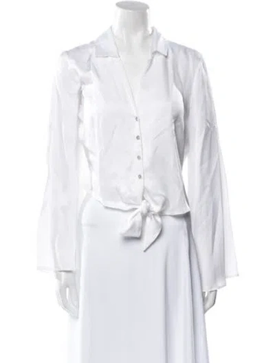 Pre-owned L'agence Long Sleeve Blouse In White