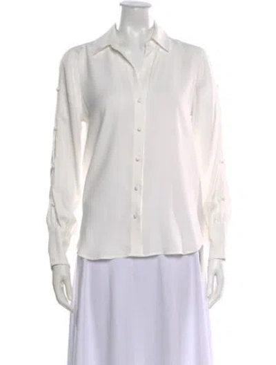 Pre-owned L'agence Long Sleeve Blouse In White