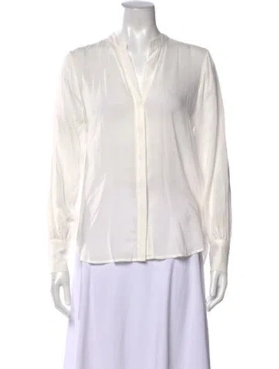 Pre-owned L'agence Long Sleeve Blouse In White