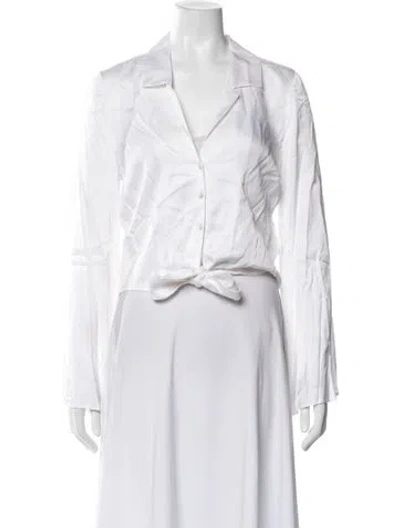 Pre-owned L'agence Long Sleeve Blouse In White