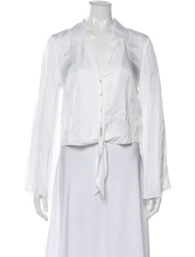 Pre-owned L'agence Long Sleeve Blouse In White