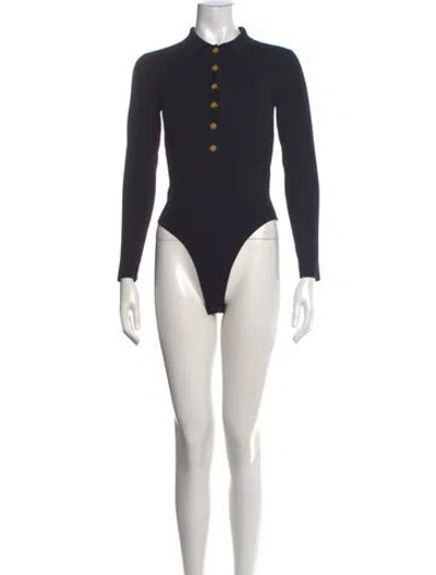 Pre-owned L'agence Long Sleeve Bodysuit In Black