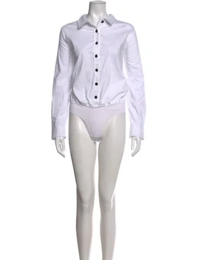 Pre-owned L'agence Long Sleeve Bodysuit In White