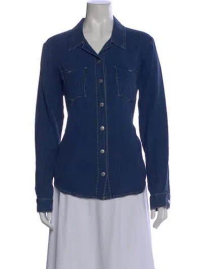 Pre-owned L'agence Long Sleeve Button-up Top In Blue