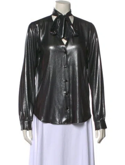 Pre-owned L'agence Long Sleeve Button-up Top In Gray