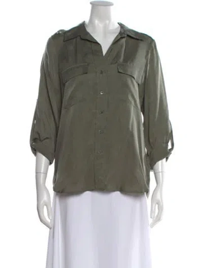Pre-owned L'agence Long Sleeve Button-up Top In Green