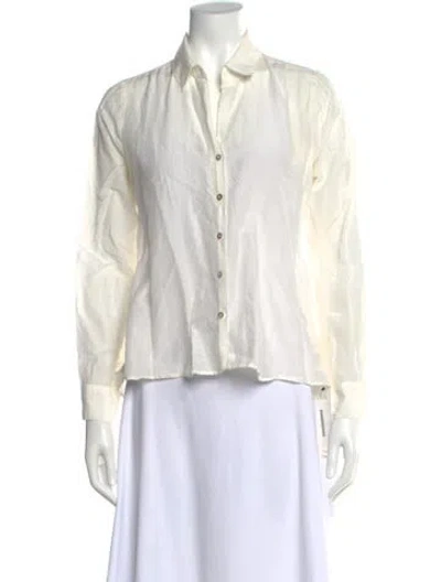 Pre-owned L'agence Long Sleeve Button-up Top In Neutral