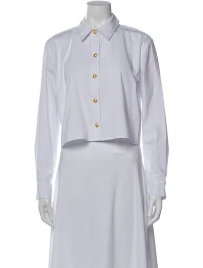 Pre-owned L'agence Long Sleeve Button-up Top In White