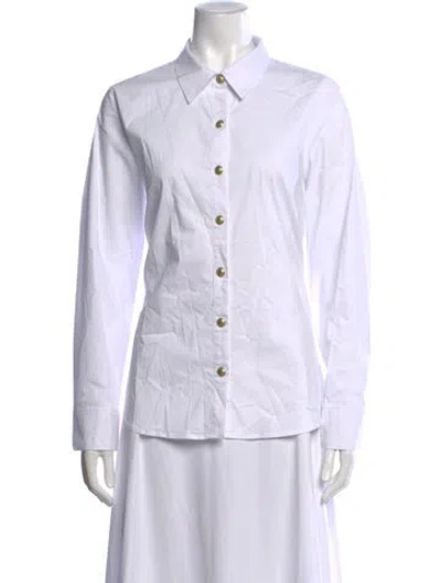 Pre-owned L'agence Long Sleeve Button-up Top In White
